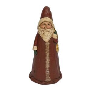 Vintage Paper Mache Santa Claus Figure 9.5” Hand Painted Handmade